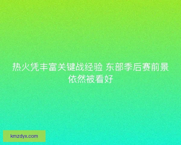 热火凭丰富关键战经验 东部季后赛前景依然被看好