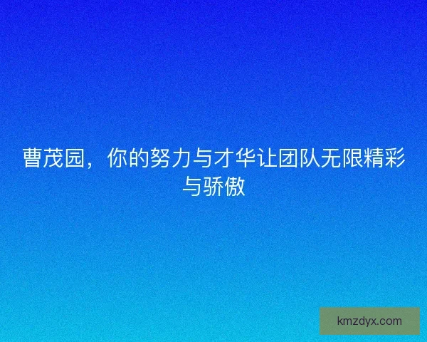 曹茂园，你的努力与才华让团队无限精彩与骄傲