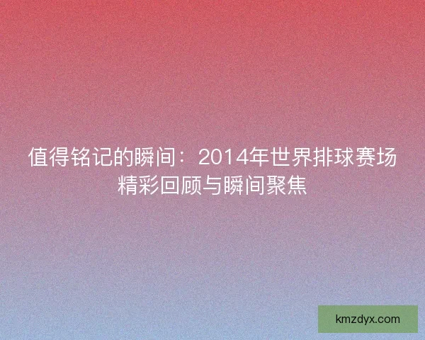 值得铭记的瞬间：2014年世界排球赛场精彩回顾与瞬间聚焦